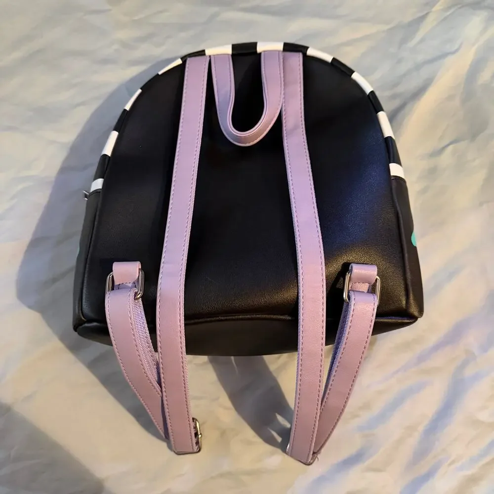 Beetlejuice Mini‎ Backpack Faux Leather Black Pink Horror Goth Bag Green Purple